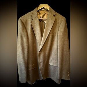 Men’s 44 Reg Brown Houndstooth Sport Coat w/Notched Lapels & Wool-Blend Texture